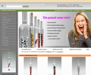 fun-flasche.com: Originelle Geschenkverpackung Ausgefallene Geschenke & Geschenkideen
Sie suchen ein ausgefallenes Geschenk oder eine originelle Verpackung für Ihre eigenen Ideen? Wir haben das Richtige für Sie: mundgeblasene Flaschen, gefüllt mit edlen Spirituosen und einem Hohlraum für Gutscheine, Accessoires und andere nette Kleinigkeiten. Sandgestrahlt, ein besonders schön verpackter personalisierter Gutschein! /> 




<base href=