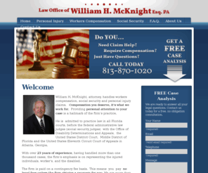 williamhmcknight.org: Welcome to William H. McKnight, attorney, Tampa, Florida, area
William  H.  McKnight, Attorney, is a lawyer who handles personal injury, workers compensation and social security cases  in the Tampa, Florida area.