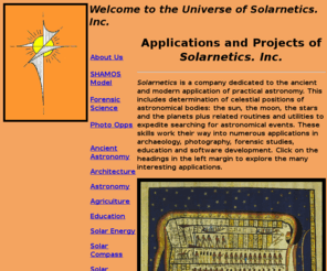 solarnetics.com: Solarnetix Web Page
solar motion and position for forensic
science, astronomy, archaeology, photography, energy