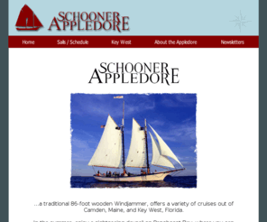 sailtallships.com: Schooner Appledore II - Windjammer Sails and Cruises in Camden, Maine and Key West,
Florida
The Schooner Appledore II, a traditional 86-foot wooden windjammer, offers a variety of cruises out of Camden, Maine, and Key West, Florida, including daysails, charters, snorkel sails, and sunset sails.