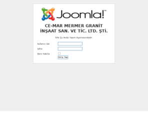 ce-mar.com: CE-MAR MERMER GRANİT İNŞAAT SAN. VE TİC. LTD. ŞTİ.
CE-MAR Mermer Granit İnşaat San. ve Tic. Ltd. Şti. 
Baksan Sanayi Sitesi 114/2 Eskişehir
Tel: +90.222.340 35 25
Fax: +90.222.340 35 30
info@ce-mar.com