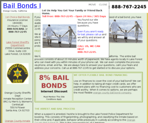 lakeforest-bail.com: Bail Bonds In Lake Forest, Bail Agents, Bail Bondsman,Lake Forest Jail, Lake Forest Sheriff's Department, Orange County
Bail bonds in Lake Forest, orange county California. Bail agents available 24 hours day just minutes from the Lake Forest jail.