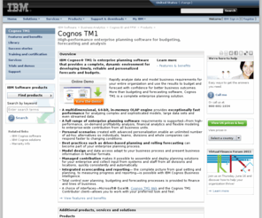 applix.com: IBM - Cognos TM1  - Software
Deliver timely, reliable forecasts and plans with Cognos TM1, enterprise planning software that provides a complete, dynamic planning and analytics environment. View the demo to learn how.