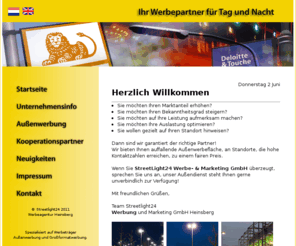 streetlight24.de: Werbung| Außenwerbung,Lichtwerbung,Großformatwerbung, Lichtmastwerbung,Werbeagentur Heinsberg.
StreetLight24 Werbung und Marketing: wir sind der richtige Partner für Aussenwerbung und Lichtmastwerbung.