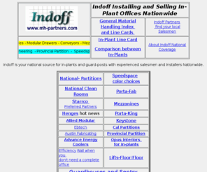 in-plant-offices.com: Indoff Partners National Distributors & Installers of In-Plant Offices
Indoff is a one source full line In-Plant Office & Cleanroom distributor-nationwide