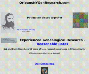 orleansnygenresearch.com: Orleans Co. NY Genealogical Research
Bob & Betty Hales offer Genealogical research and our family information on 8,000 individuals. Our ancestors go back through New York to Pennsylvania, Massachusetts, Connecticut, England and Germany with descendants worldwide.