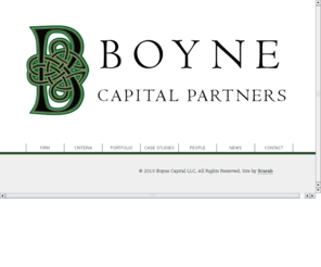 boynecapital.com: Welcome to Boyne Capital
Boyne Capital makes equity investments in middle market companies.  Given our operational resources, we pursue healthy and underperforming targets.