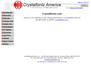 crystal-fonts.net: Corrected mis-typed domain: crystal-fonts.net
Crystalfontz manufactures and supplies character and graphic lcd modules and graphic OLED displays for embedded and consumer applications.