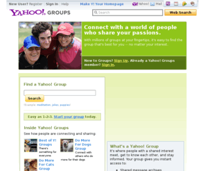 egroup.com: Yahoo! Groups - Join or create groups, clubs, forums & communities
Yahoo! Groups offers free mailing lists, photo & file sharing, group calendars and more. Discuss hot topics, share interests, join online communities.