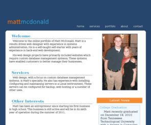mattmcdonald.net: home | Matt McDonald
Online portfolio of web designer Matt McDonald.