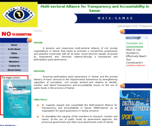 mata-samar.org: MATA-Samar | Anti-corruption organization in Samar
Official website of the Multi-sectoral Alliance for Transparency and Accountability in Samar (MATA-Samar), an anti-corruption organization in Samar.