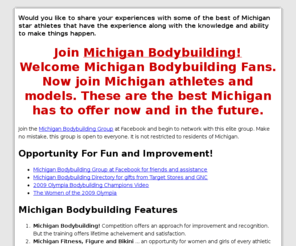 michigan-bodybuilding-group.com: Michigan Bodybuilding Group
Join Michigan Bodybuilding Group at Facebook and offers of UFC, GNC, Olympia  videos merchandise