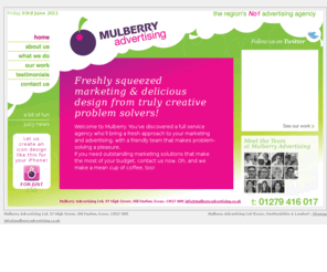 mulberryadvertising.co.uk: Advertising, marketing, logos, websites & graphic design in Essex
Mulberry are a top advertising, marketing and design agency in the harlow, essex & hertfordshire regions. Specialising in graphic design, websites, logos and more.