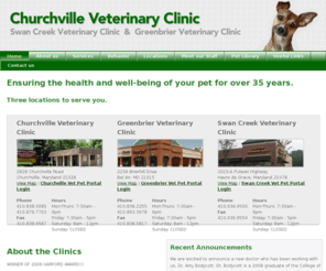 churchvillevet.com: Churchville Vet, Greenbrier Vet Clinic, and Swan Creek Vet Clinic
