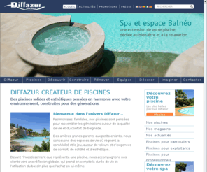 diffazurpiscines.com: Diffazur, constructeur de piscines, spas, Côte d'Azur, France
Premier constructeur européen de piscines et spas en béton projeté (gunite) permettant  les formes libres ; revêtements propres à Diffazur ; piscines privées ou publiques ; création et décoration personnalisées ; équipements, service après vente.