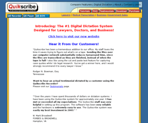 digitaldictation.us: Digital Dictation - Digital Dictation System - Digital Dictation Equipment
Digital Dictation:  Turn your computer into a state-of-the-art digital dictation system using Quikscribe, the #1 digital dictation system available.