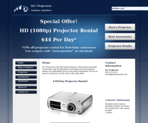 slcprojectors.com: SLC Projectors
SLC Projectors. Anywhere. Anytime. Projector rental service in Salt Lake City, Utah.