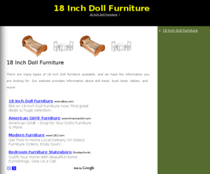 18inchdollfurniture.com: 18 Inch Doll Furniture | 18" Doll Furniture | American Girl Doll Furniture | Doll Furniture
18 Inch Doll Furniture: An excellent 18 Inch Doll Furniture for a great price! Read reviews, product information, specs, and find the BEST SALE PRICES online.