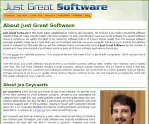 jangoyvaerts.com: About Just Great Software
Background information about Just Great Software.