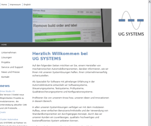 ug-drive.com: Testsysteme | Prüfsysteme | Steuerungssysteme | UG SYSTEMS
Softwaresysteme, Steuerungssysteme, Testsysteme, Prüfsysteme, Qualitätssicherungssysteme und Konfigurationssysteme