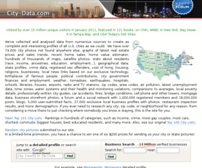 city-data.com: Stats about all US cities - real estate, relocation info, house prices, home value estimator, recent sales, cost of living, crime, race, income, photos, education, maps, weather, houses, schools, neighborhoods, and more
Stats about all US cities - real estate, relocation info, house prices, home value estimator, recent sales, maps, race, income, photos, education, crime, weather, houses, etc.