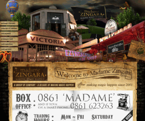 thebombay.co.za: Madame Zingara | Making Magic Happen | Cape Town, Johannesburg, Durban | Group of Company
Madame Zingara group of company presents the, The Theatre of Dreams, The Bombay Bicycle Club, The Sidewalk Cafe, Cafe Paradiso, Cafe Mozart and The Love Magic Tour in Cape Town, Johannesburg and Durban