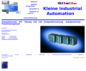 kleine-industrial-automation.net: Kleine Industrial Automation
Kleine Industrial Automation - Automatisierung mit Siemens S5 und S7 ... Roboterprogrammierung ... Elektroplanung mit Eplan und Elcad ... Projektmanagement ... Bussysteme in Profibus, Interbus Profinet und Ethernet ...