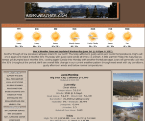 n6bwx.com: BENSWEATHER.com
Official Weather Forecast for Big Bear