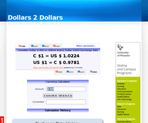 dollars2dollars.com: Canadian Dollars to US Dollars (CAD/USD) and US Dollars to Canadian Dollars Currency Converter.
Convert Canadian Dollars to US Dollars or US Dollars to Canadian Dollars. CADUSD, USDCAD exchange rates and exchange rate charts with easy to use currency conversion calculator.  Select other currencies for more converters.