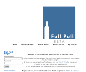 fullpullwines.com: Full Pull Wines
We offer Washington's best boutique wines to members of our e-mailing list.