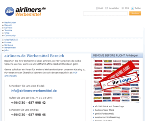 runwayconcept.com: Werbemittel - airliners.de
Werben auf: airliners.de, das Verkehrsluftfahrt Branchenportal