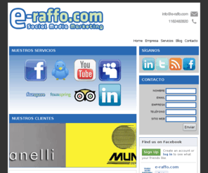 e-raffo.com: Marketing en Redes Sociales | e-Raffo.com
Descubra nuestros servicios de Consultoría en Social Media Marketing. Desarrollos integrales y Marketing en Redes Sociales, adem&aacute de producción de Sitios para la Web 2.0. Contáctenos!