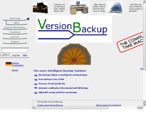 sb-aw.com: VersionBackup - The Backup Archive System
VersionBackup creates a backup archive from your data files. Every day, a separate file version will be stored.  To restore files or whole directories, you can easily select the desired day by a mouse click.  