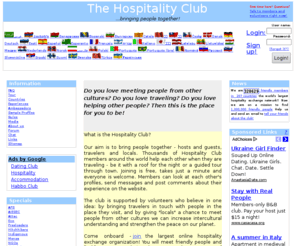 hospitalityclub.org: Free Accommodation world wide through Hospitality Exchange - Hospitality Club
Free network of people around the world who offer free accommodation, advice and help when they are traveling - hospitality exchange. Free membership.