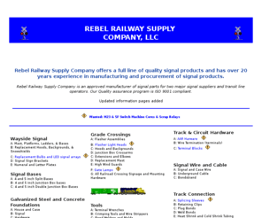 rebelrail.com: Rebel Railway Supply Company, Railroad Signals, Railway Signal Equipment,
  Rail Lighting
Rebel Railway is is a manufacturer and supplier of railroad signal equipment