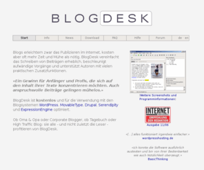 blogdesk.org: BlogDesk
Komfortabler Weblog Client für Anfänger und Profis