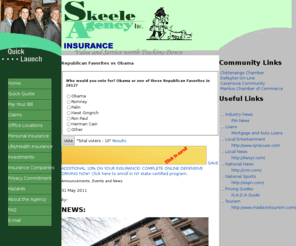 skeele.com: Home
We are an independent agency providing the products of several national, regional and local insurance companies to satisfy all of your insurance needs. We work for you, offering the best coverage at the most competitive price. 