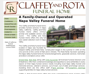 napavalleyfuneralhome.com: Napa Funeral Services at Claffey and Rota Funeral Home in Napa Valley
Napa Funeral Home offering funeral services including memorials, cremation and graveside funeral services in Napa Valley.  Serving local families as well as out of state and international funeral services.
