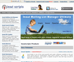 inoutdemo.com: Inout Scripts, Inout Mailing List Manager, Inout Search Engine, Inout PPC Engine, Inout Adserver, Inout Queryspace, Inout Celebrities, Inout Article Base, Inout Videos, Inout Music
Inout Scripts, Inout Mailing List Manager, Inout Search Engine, Inout PPC Engine, Inout Adserver, Inout Queryspace, Inout Celebrities, Inout Article Base, Inout Videos, Inout Music