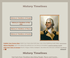 history-timelines.org.uk: History Timelines
Visit this site for History Timelines of famous people, places and events. Fast facts and information about people places and events via the history timelines. History and Timelines provide a record of events in the order of their occurrence. 