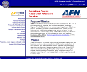 afrts.org: AFRTS Home Page
Armed Forces Radio and Television Service (AFRTS) is a  worldwide broadcasting center, production office, and news center, serving military and  civilians overseas.