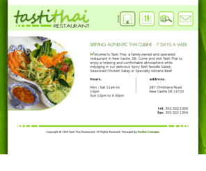 tastithai.com: Tasti Thai Restaurant
Tasti Thai Restaurant. Serving authentic Thai food in New Castle, DE.