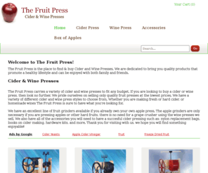 thefruitpress.com: The Fruit Press: Cider & Wine Presses for Sale
Homemade apple cider from handcrafted Apple Cider Presses and Wine Presses. Apple Grinders and Grape Crushers and other accessories to make your own apple cider and fresh grape juices.