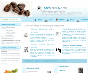 cafesdelnorte.com: Cafes del Norte
Vending en Guipuzcoa, servicio de café a empresas de Guipuzcoa, instalaciones vending 24 horas, venta de máquinas expendedoras y reparación.