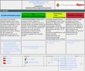 chemicalserv.com: Chemical Serv Software & Consulting: Unfallmerkblätter, Sicherheitsdatenblätter, Betriebsweisungen und Gefahrstoffmanagement,unfallmerkblatt,Sicherheitsdatenblatt,Etikett,Betriebsanweisung
Erstellen von Unfallmerkblätter, Sicherheitsdatenblätter, Etiketten, Betriebsanweisungen, IMO, IATA, Sicherheitsdatenblatt, Unfallmerkblatt, Betriebsanweisung, Etikett, Tremcard, msds