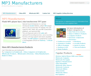 mp3-manufacturers.com: MP3 Manufacturers Sources
MP3 Manufacturers.Find out more information about MP3 sourcing.