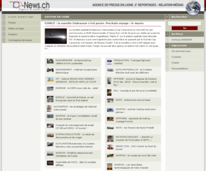 top-news.ch: Top News - Articles rédactionnels en ligne
plate-forme dédiée à la publication de reportages en ligne ou issus des médias traditionnels.