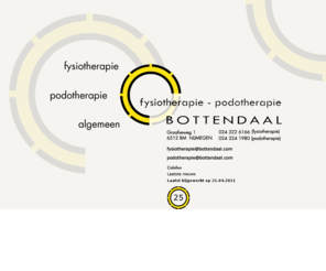 bottendaal.com: Fysiotherapie & Podotherapie Bottendaal, Nijmegen
Welkom op de website van Podotherapie en Fysiotherapie Bottendaal, Nijmegen.