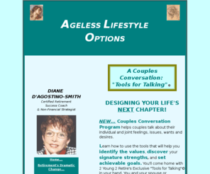 dianedagostinounlimited.com: Ageless Lifestyles and Retirement Solutions for Today's 50-plus Adults--Diane D'Agostino-Smith
Diane D'Agostino-Smith, nation's leading strategic non-financial retirement coach offers programs to help you realize the lifestyle of your dreams!.