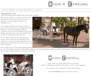 horseandcarriage.co.za: Horse and Carriage Hire - Weddings, Special Occasions
Horse and Carriage Hire specialise in weddings, matric farewells, photo shoots and other special functions.